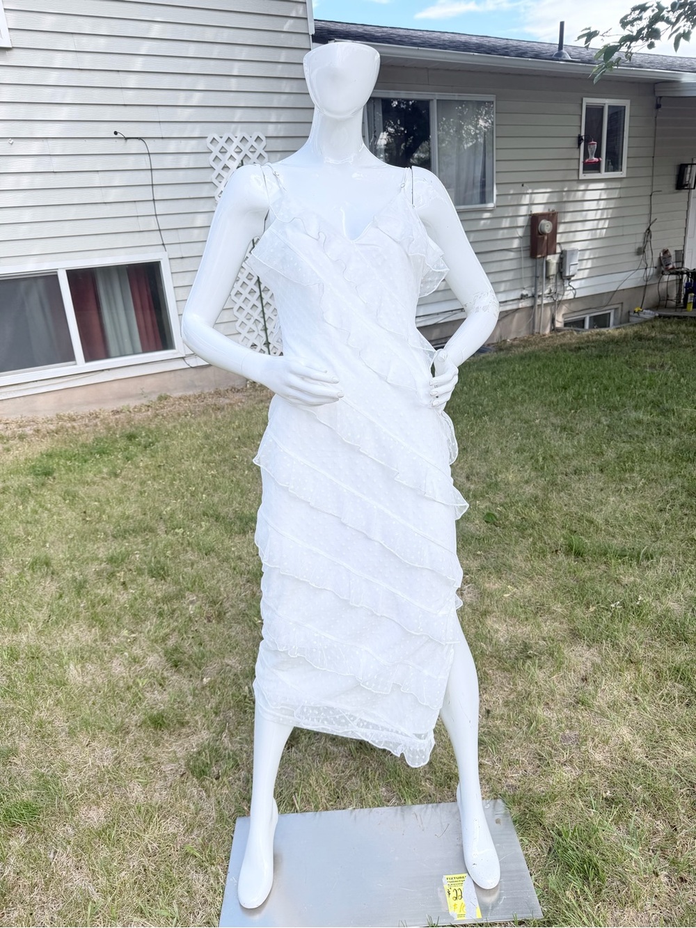 Lulu's White Ruffle Tiered Spaghetti Strap Midi Dress